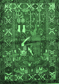 Animal Emerald Green Traditional Rug, tr625emgrn