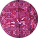 Round Animal Pink Traditional Rug, tr625pnk