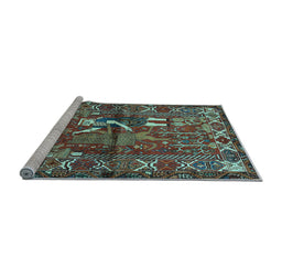 Sideview of Machine Washable Animal Light Blue Traditional Rug, wshtr625lblu