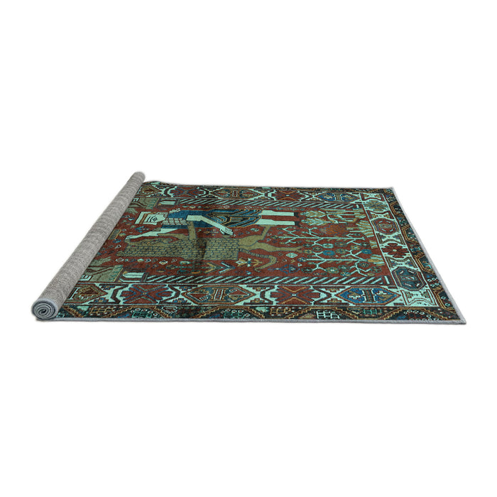 Sideview of Machine Washable Animal Light Blue Traditional Rug, wshtr625lblu