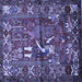 Square Machine Washable Animal Blue Traditional Rug, wshtr625blu