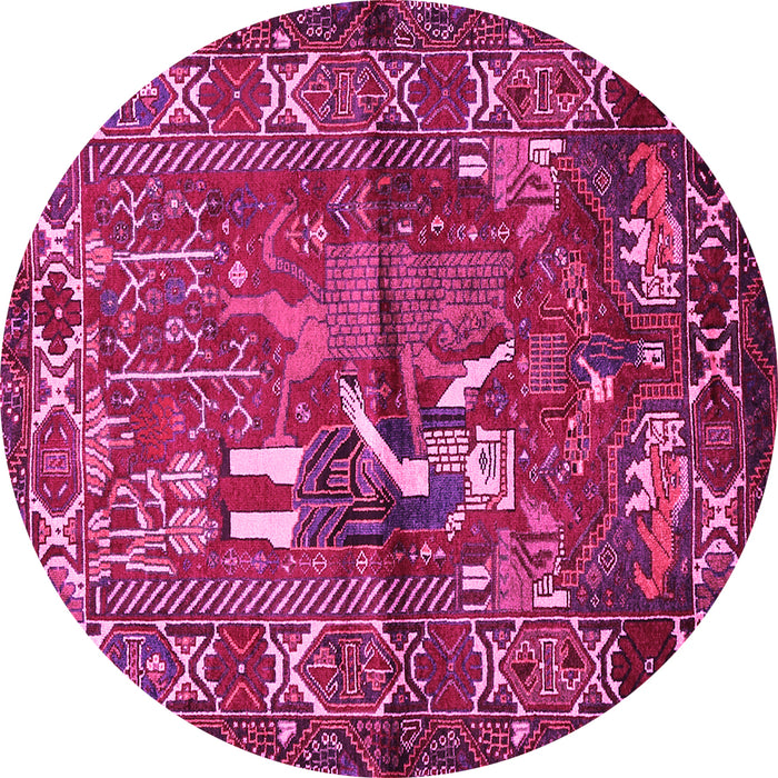 Round Machine Washable Animal Pink Traditional Rug, wshtr625pnk