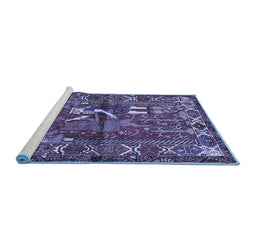 Sideview of Machine Washable Animal Blue Traditional Rug, wshtr625blu
