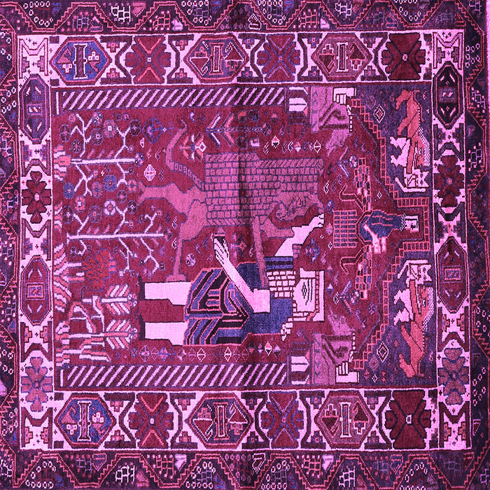Square Machine Washable Animal Purple Traditional Area Rugs, wshtr625pur