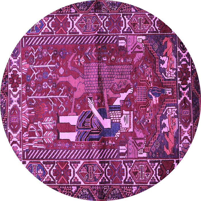 Round Machine Washable Animal Purple Traditional Area Rugs, wshtr625pur