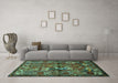 Machine Washable Animal Turquoise Traditional Area Rugs in a Living Room,, wshtr625turq