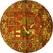 Round Animal Yellow Traditional Rug, tr625yw