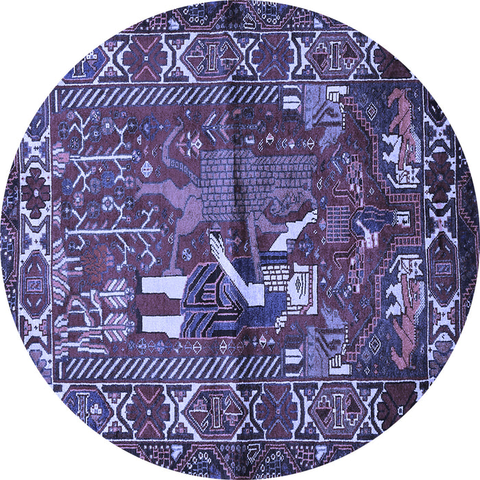 Round Machine Washable Animal Blue Traditional Rug, wshtr625blu