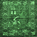 Square Machine Washable Animal Emerald Green Traditional Area Rugs, wshtr625emgrn