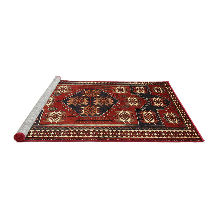 Sideview of Machine Washable Traditional Tomato Red Rug, wshtr626
