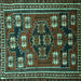 Square Machine Washable Persian Turquoise Traditional Area Rugs, wshtr626turq