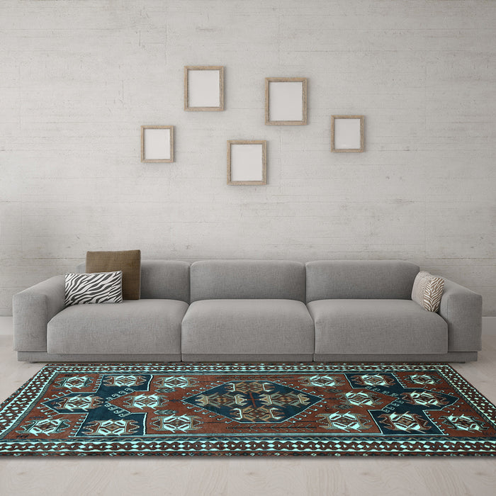 Machine Washable Persian Light Blue Traditional Rug in a Living Room, wshtr626lblu