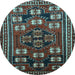 Round Persian Light Blue Traditional Rug, tr626lblu