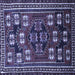 Square Machine Washable Persian Blue Traditional Rug, wshtr626blu