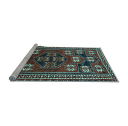 Sideview of Machine Washable Persian Light Blue Traditional Rug, wshtr626lblu