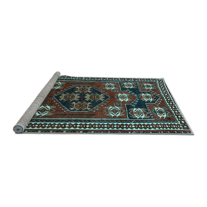 Sideview of Machine Washable Persian Light Blue Traditional Rug, wshtr626lblu