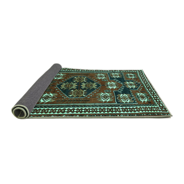 Sideview of Persian Turquoise Traditional Rug, tr626turq