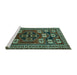 Sideview of Machine Washable Persian Turquoise Traditional Area Rugs, wshtr626turq