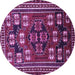 Round Machine Washable Persian Purple Traditional Area Rugs, wshtr626pur