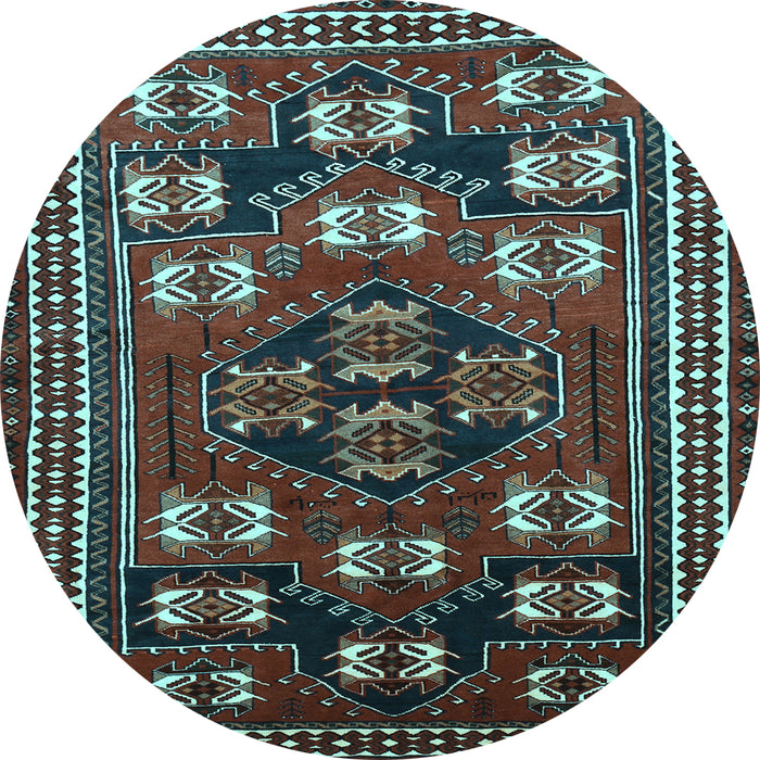 Round Machine Washable Persian Light Blue Traditional Rug, wshtr626lblu
