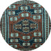 Round Machine Washable Persian Light Blue Traditional Rug, wshtr626lblu