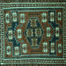 Square Persian Turquoise Traditional Rug, tr626turq