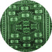 Round Persian Emerald Green Traditional Rug, tr626emgrn