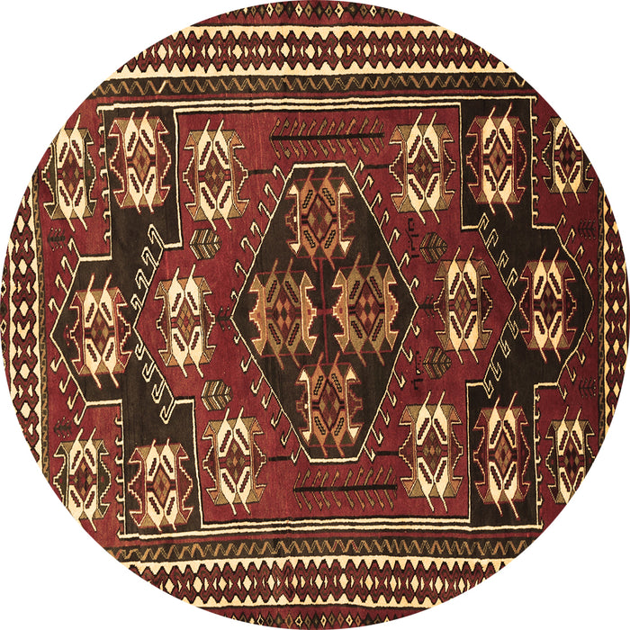 Round Persian Brown Traditional Rug, tr626brn