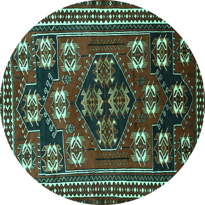 Round Persian Turquoise Traditional Rug, tr626turq