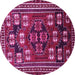 Round Machine Washable Persian Pink Traditional Rug, wshtr626pnk