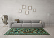 Machine Washable Persian Turquoise Traditional Area Rugs in a Living Room,, wshtr626turq