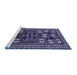 Sideview of Machine Washable Persian Blue Traditional Rug, wshtr626blu