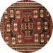 Round Machine Washable Persian Brown Traditional Rug, wshtr626brn