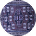 Round Machine Washable Persian Blue Traditional Rug, wshtr626blu