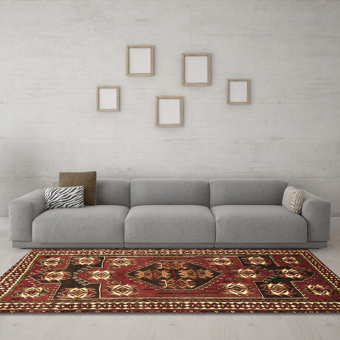 Machine Washable Persian Brown Traditional Rug in a Living Room,, wshtr626brn