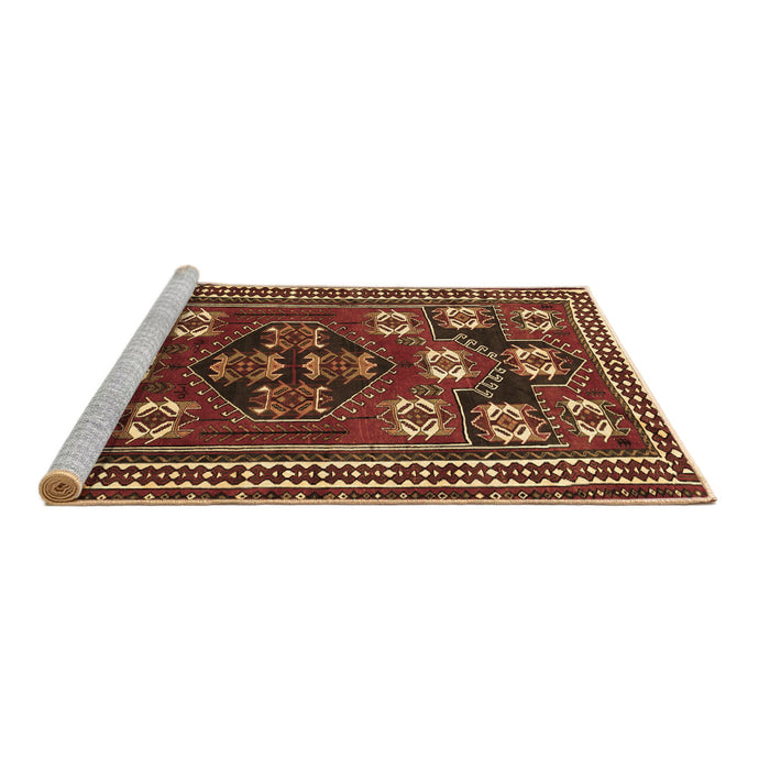 Sideview of Machine Washable Persian Brown Traditional Rug, wshtr626brn