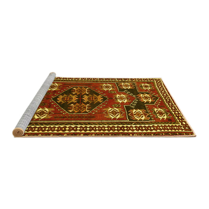 Sideview of Machine Washable Persian Yellow Traditional Rug, wshtr626yw