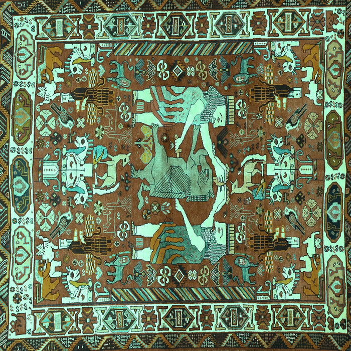 Square Machine Washable Animal Turquoise Traditional Area Rugs, wshtr627turq