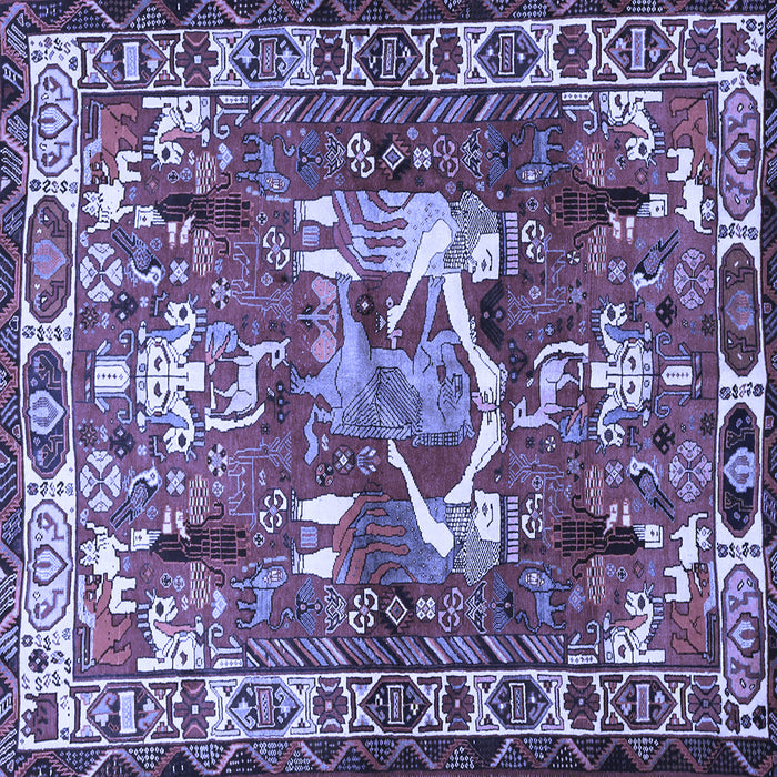 Square Machine Washable Animal Blue Traditional Rug, wshtr627blu