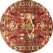 Round Animal Brown Traditional Rug, tr627brn