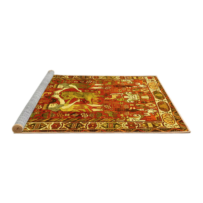 Sideview of Machine Washable Animal Yellow Traditional Rug, wshtr627yw