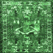 Square Animal Emerald Green Traditional Rug, tr627emgrn