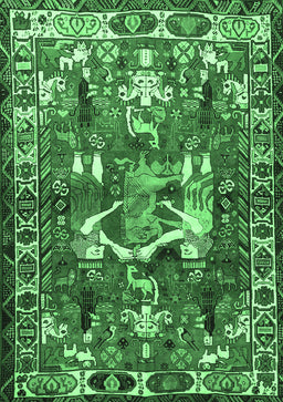 Animal Emerald Green Traditional Rug, tr627emgrn
