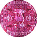 Round Animal Pink Traditional Rug, tr627pnk