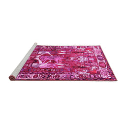 Sideview of Machine Washable Animal Pink Traditional Rug, wshtr627pnk