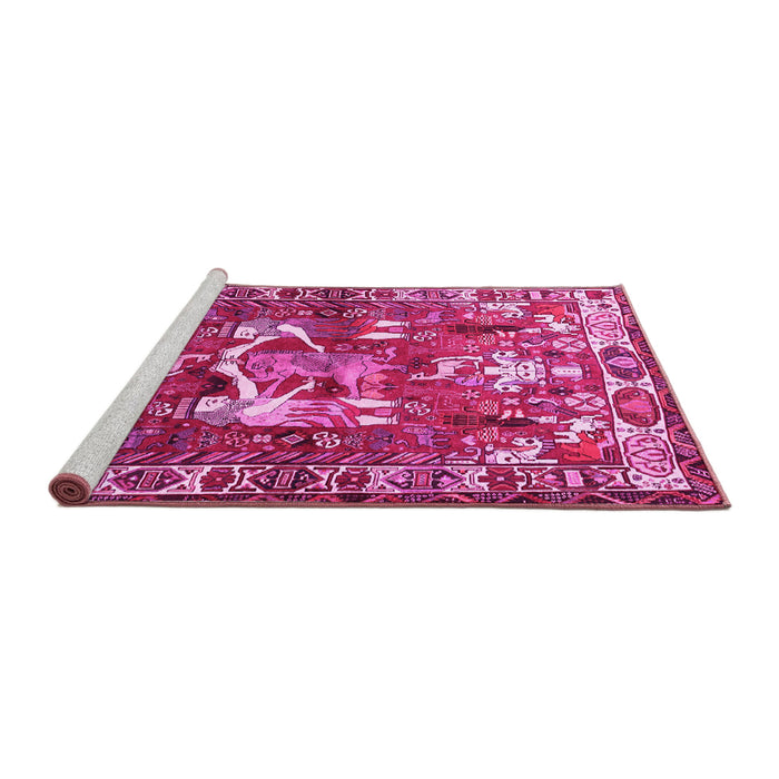 Sideview of Machine Washable Animal Pink Traditional Rug, wshtr627pnk