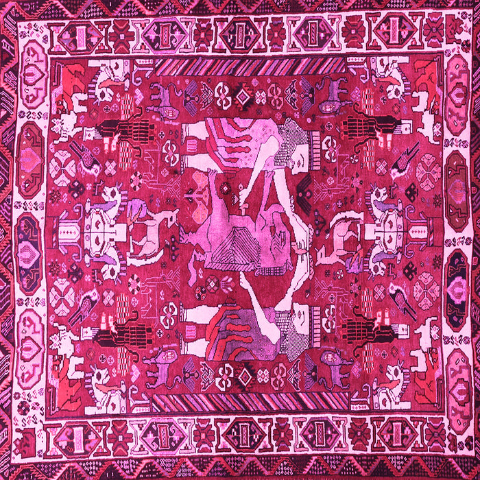 Square Animal Pink Traditional Rug, tr627pnk