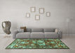 Machine Washable Animal Turquoise Traditional Area Rugs in a Living Room,, wshtr627turq