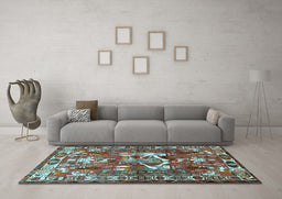 Machine Washable Animal Light Blue Traditional Rug in a Living Room, wshtr627lblu