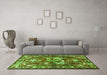 Machine Washable Animal Green Traditional Area Rugs in a Living Room,, wshtr627grn